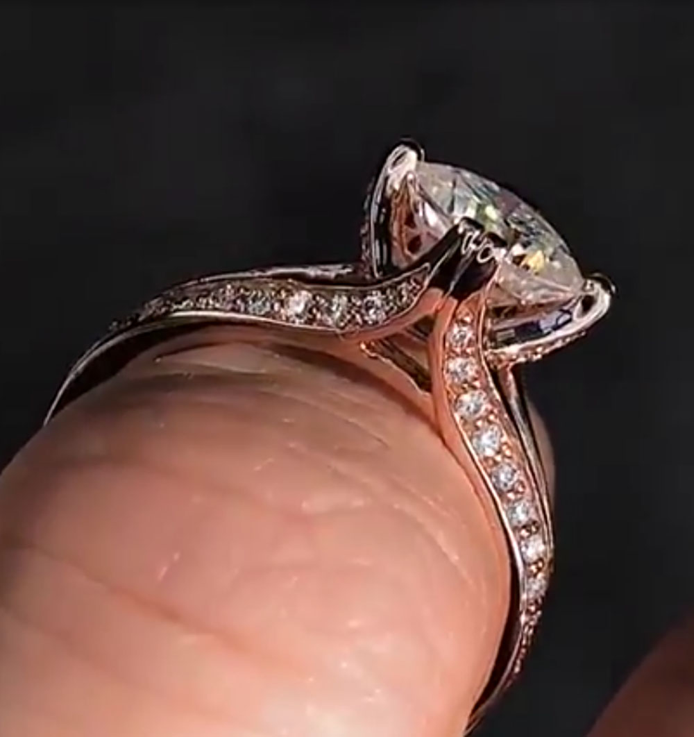 사용자 정의 솔리드 10K 로즈 골드 여성 웨딩 파티  - Moissanite Engagement Ring 1 Carat 리뷰 및 가격