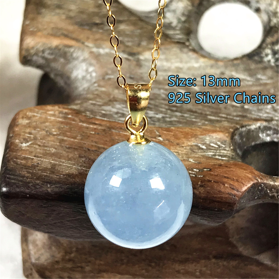13mm 천연 블루 아쿠아 마린 펜던트 목걸이 여성용  - 925 Sterling Silver Chain Necklace Men 리뷰 및 가격