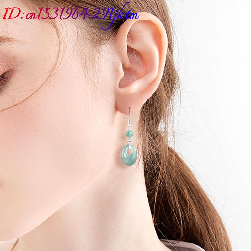 미얀마 비취 반지 귀걸이 925 실버 여성용 선물 천연 - Earrings 리뷰 및 가격