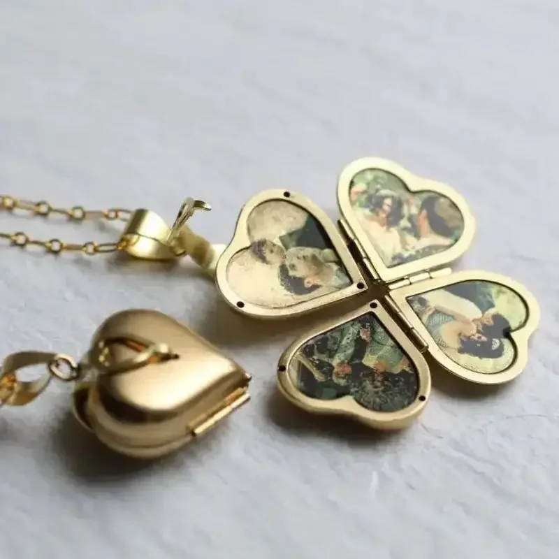 빈티지 목걸이 접이식 다층 하트 패밀리 로켓, 개인 맞 - Heart Locket Necklace Photo 리뷰 및 가격