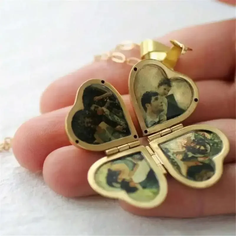 빈티지 목걸이 접이식 다층 하트 패밀리 로켓, 개인 맞 - Heart Locket Necklace Photo 리뷰 및 가격