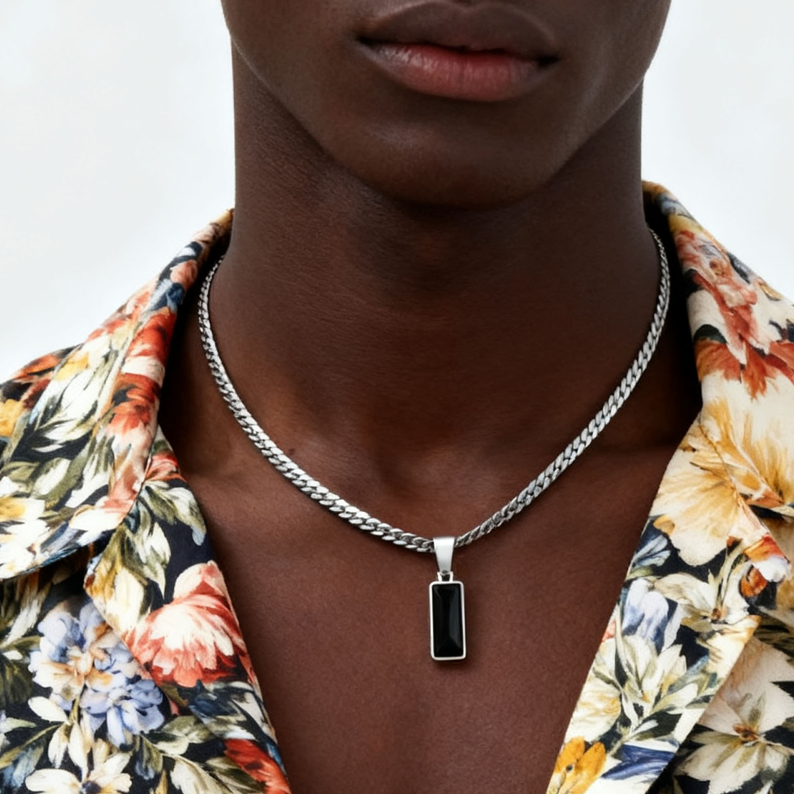 세련된 남성 기하학 스톤 펜던트 목걸이, 스테인레스 스 - Cuban Link Chain 12Mm 리뷰 및 가격